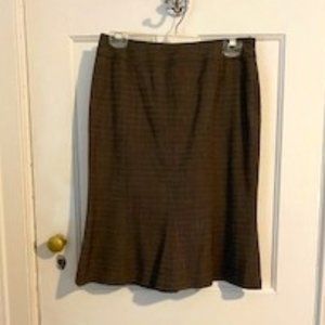 Linda Allard Ellen Tracy Brown Patterned Skirt, Size 4
